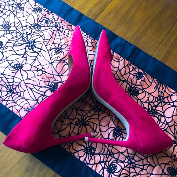 Express Shoes Express Faux Suede Red Heels Poshmark